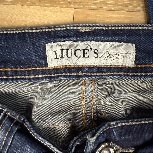 Liuce's Jeans Jeweled Low Rise Straight Leg Denim, Size 3 - Picture 5 of 6